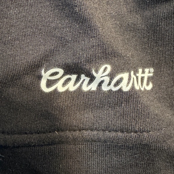 Carhartt Black Full Zip Hoodie with Cream Drawstrings - Picture 4 of 5